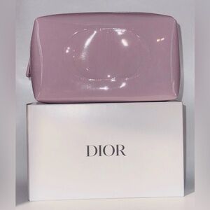 Dior Pink Patent Cosmetic Makeup Zip Pouch Bag | New In Box